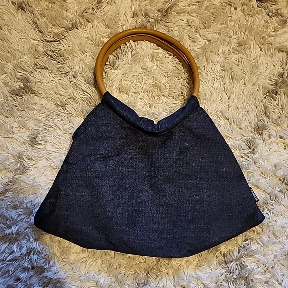 Joe Boxer Vtg Denim Retro Boho bag ❤️ designed lining large round double handles
